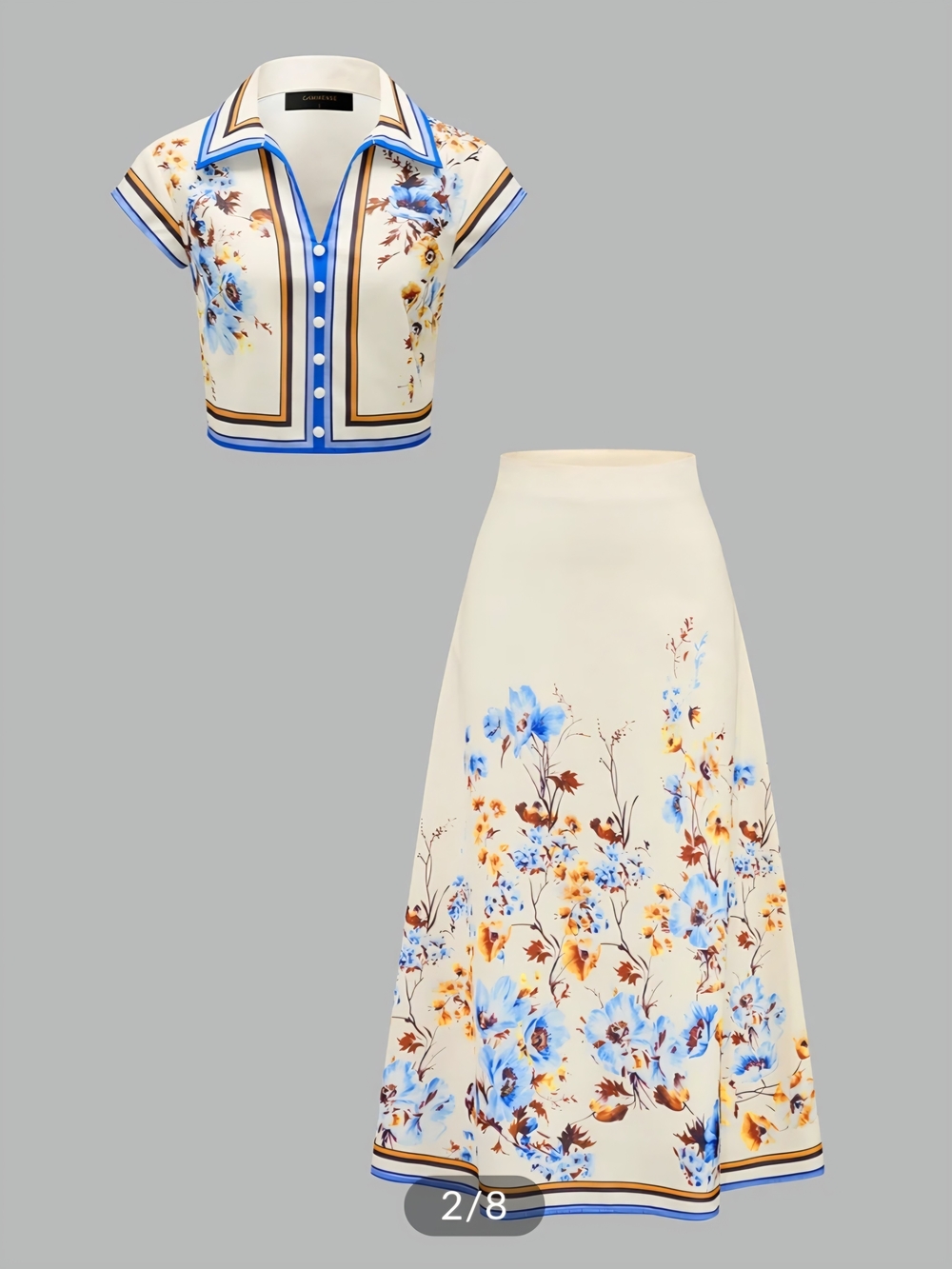 Floral Print Two Piece Skirt Set - Picture 2 of 5